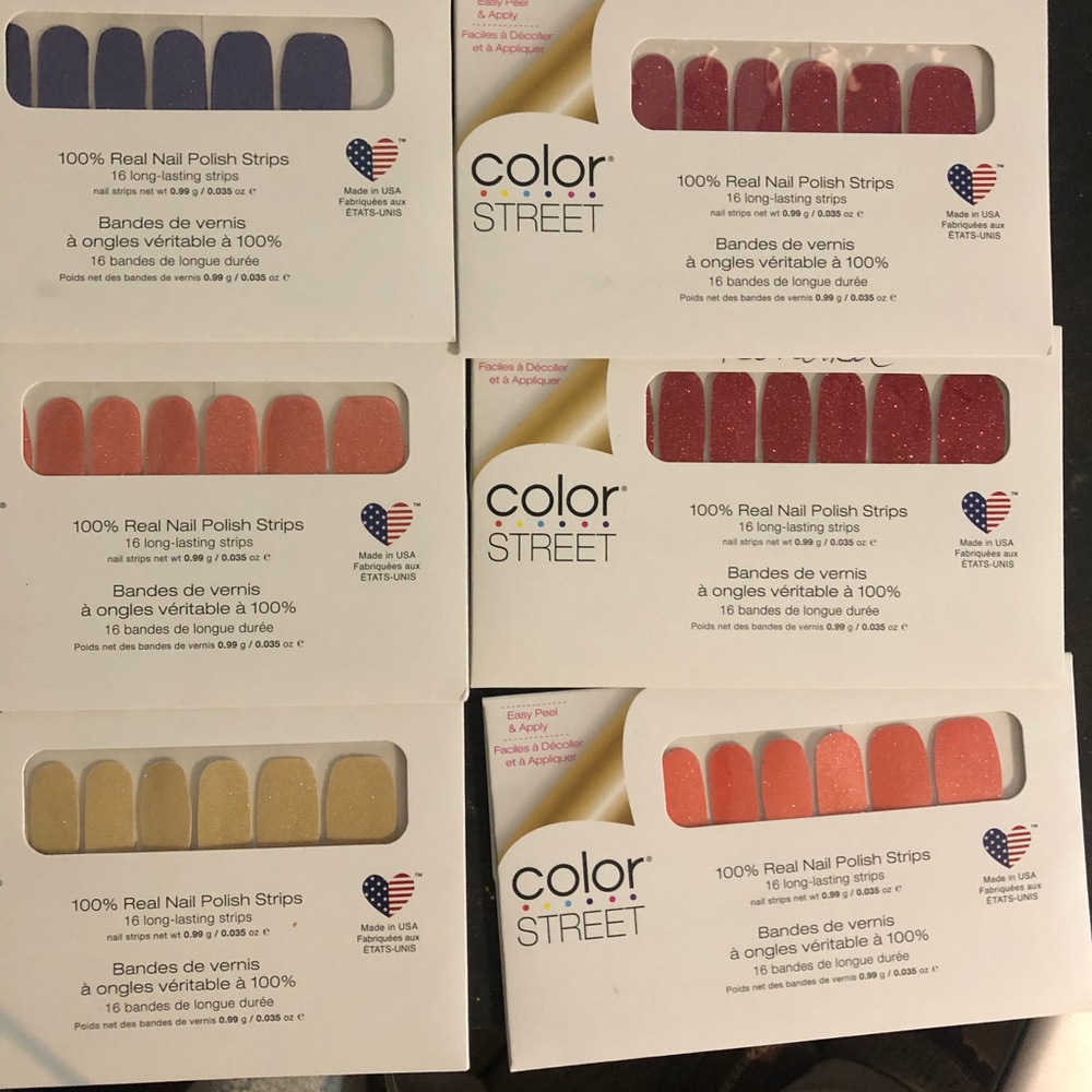 Color Street Nail Polish Strips - Blue, Red, Gold, all new